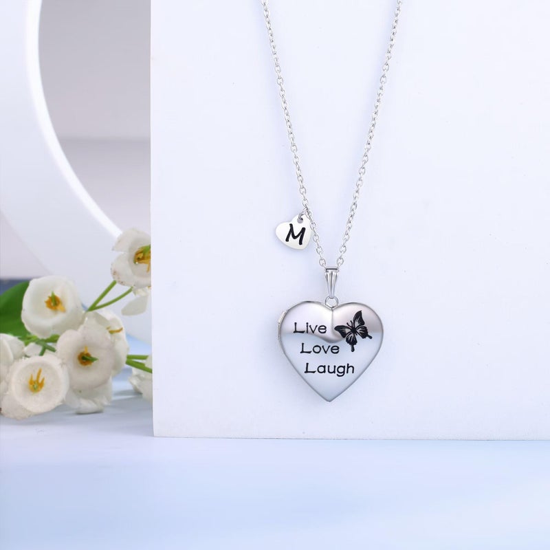 MUERDOU Locket Necklace that Holds Pictures Initial Alphabet Letter Heart Shaped Photo Memory Locket Pendant Necklace (E) - Image 5